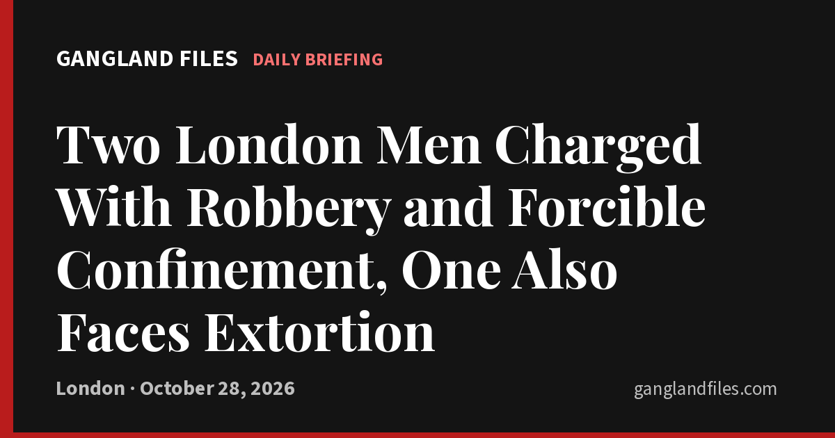 Two London Men Charged With Robbery and Forcible Confinement, One Also Faces Extortion